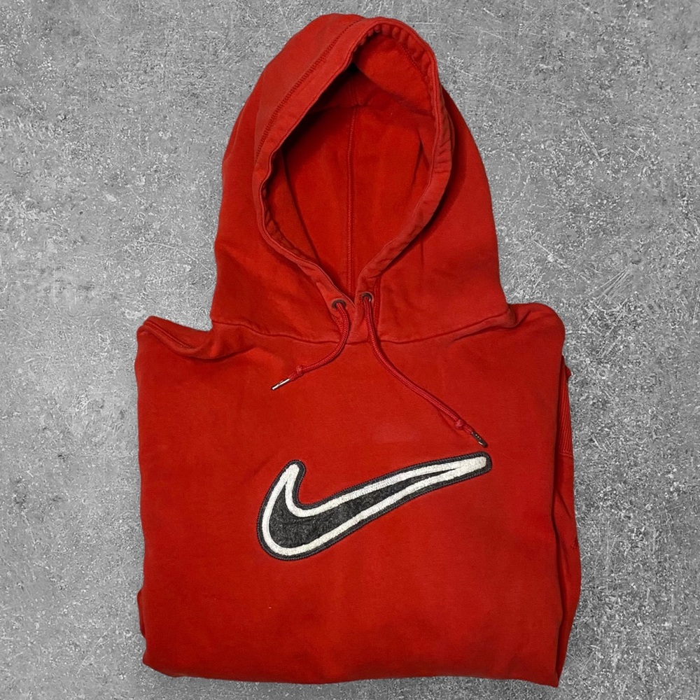 Nike Chenille Red Hoodie Y2K Large